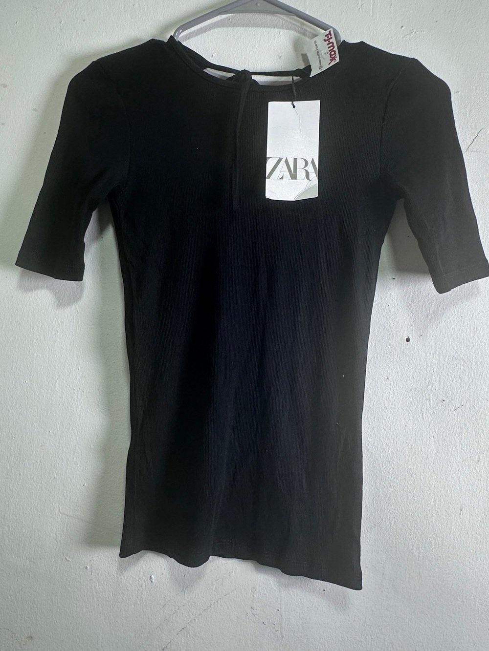 Zara Black Ribbed Square-Neck Tank